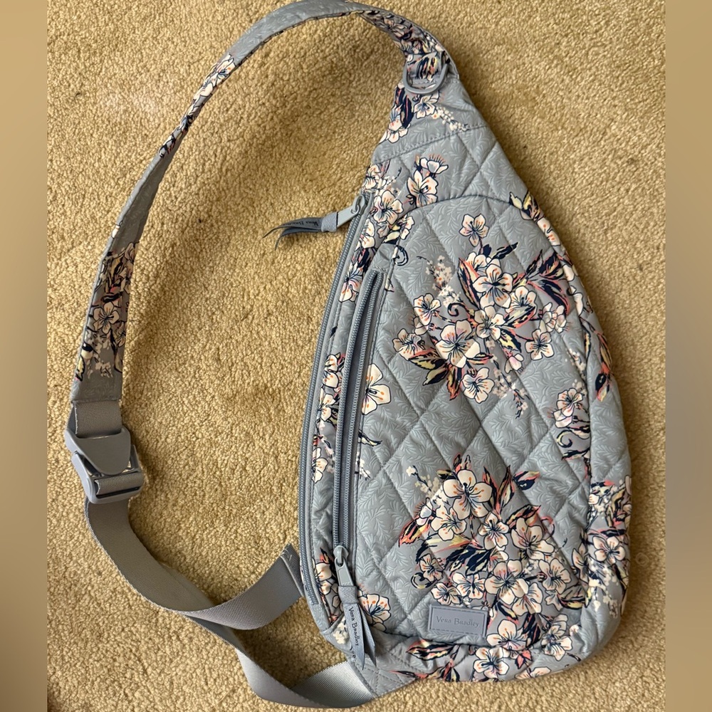 Vera Bradley Gray/Blue Floral Quilted Backpack
